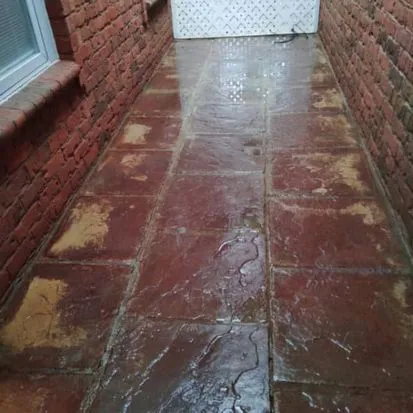 Safe entryway after Trinity Pressure washed the pavers.